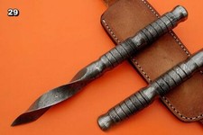 A BEAUTIFULL CUSTOM HAND FORGED DAMASCUS KRIS TRI-DAGGER KNIFE  WITH SHEATH picture
