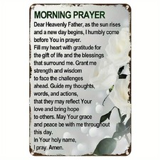 Morning Prayer Inspirational Quote Aluminum Sign Tin Metal Signs 8x12 Inch - Pre picture