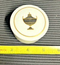 Vtg Richard Ginori Italy Black Gold Impero Round Trinket Jewelry Box Dish & Lid picture