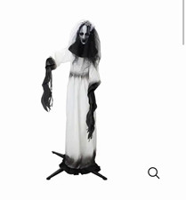 Halloween Animatronic Bride Prop 5.7 ft Haunted Decoration, White/Black creepy  picture