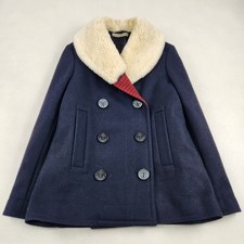 Balenciaga Pea Coat Wool Fur Double Breasted Stylish 36 S M picture