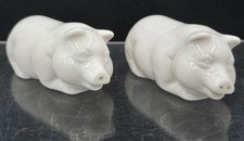 2 Set Vintage Shafford White Pig Salt and Pepper Shakers - Very Nice picture