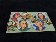 Vintage 1940s Girl Scout Pin Collection w/ 1942 Named Membership WWII era scout picture