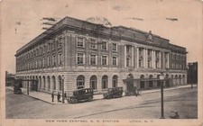 Utica NY New York Train Railroad Depot Station c1918 Ilion Cancel Postcard G60 picture