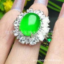 Women's New Wedding Ring Jadeite Ice Full Green Inlaid Ring picture