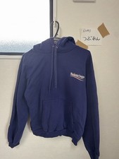 Balenciaga Logo Print Hoodie Navy Blue Sweatshirt Portugal Made Men's Size S picture