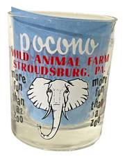 Pocono Wild Animal Farm Glass Stroudsburg PA Juice Whisky Water 3.5 x 2.5  1970s picture