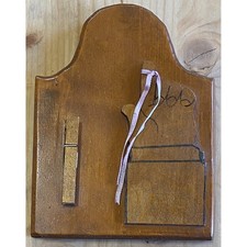 Rustic Wood Clothespin Plaque Folk Art Wall Organizer Americana Farmhouse Decor picture