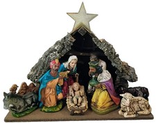 VTG 12 Piece Wood Germany Nativity Set Jesus Sheep Donkey Mary Joseph Ships Free picture