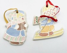 Two Vintage Ceramic People Mother And Son Multicolored S1 picture