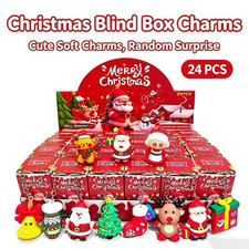 New 24 Pack Christmas Keychains Mini Toys Mystery Box Santa Claus Sensory Bundle picture