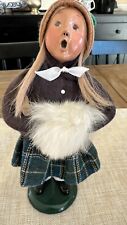 VTG Byers Choice Traditional Blond Haired Girl with  Plaid Skirt and Muff  picture
