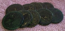 Vintage lot of 10 Art Deco Bakelite Emerald Green Swirl Poker Chips Art Crafts  picture