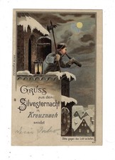 1899 German Greeting from New Year's Eve in Kreuznach Hold 2 Light Postcard 4004 picture