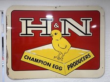 Vintage H&N Champion Egg Producers Painted Metal Sign Farm Original Rare 36x48 picture