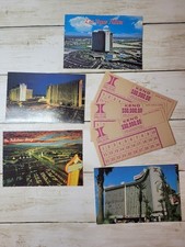 Vtg Las Vegas Postcards Lot 7Pc 1960s Hilton Dunes Keno Cards Strip MGM Grand picture