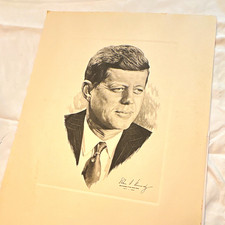 John F. Kennedy Portrait Print on Paper with Printed Signature, U.S. 1961-63 picture