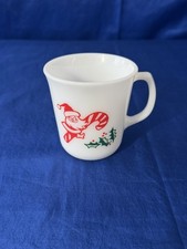 VTG Rare Pyrex Employee Seasons Greetings Santa Candy Cane Christmas Holiday Mug picture