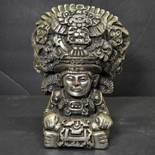 Vintage 1989 D’Argenta Silver Plated Aztec Mayan God Figurine Mesoamerica Statue picture