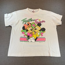 Vintage Disney Mickey & Minnie Together Forever White Graphic Tee Single Stitch picture
