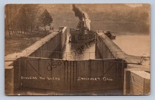 J87/ Stockport Ohio RPPC Postcard c1910 Morgan Co Dredging Canal Locks 1671 picture