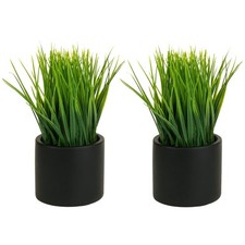 MyGift Tabletop Artificial Grass Plants Decorative Faux Greenery Plant Potted... picture