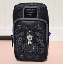 Loungefly Disney Wednesday Addams Small Crossbody Bag Purse, Black/Gray picture