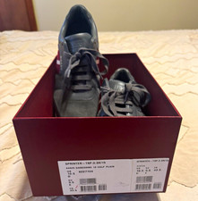 Bally Sprinter Gray Red White Leather Suede Low Top Lace-Up Striped Sneakers picture