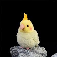 Lifelike Yellow Cockatiel Plush Toy 5.9in Parrot Keychain Pendant Bird Bag Decor picture