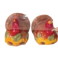Publix Thanksgiving Turkey Salt and Pepper Shakers NIB Hand Painted Fall Decor picture