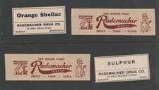 Winona Minnesota Rademacher Drug Co. and Hardware store 4 labels picture