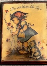 Vintage Mid Century Evans Hummel Style Wooden Wall Plaques - Set of 4 picture