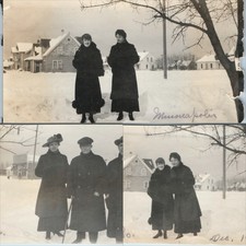x3 LOT 1914 Minneapolis, MN Winter Snow 38th Ave So Snapshot Photos Coats Houses picture
