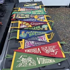 Vintage Lot Of 14 Felt Souvenir Travel Pennants 50s 60s 70s Destinations  🔥🔥 picture