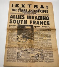 Rare Vintage August 15 1944 Stars And Stripes Newspaper Allies Invading South F picture