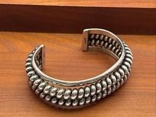 Gorgeous Vintage Tahe Signed Native American Twisted Cuff Bracelet Sterling 77g picture