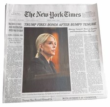 The New York Times Newspaper April 3 2026 TRUMP FIRES BONDI Complete Paper NYT picture