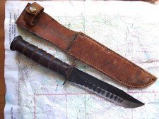 Early Camillus WWII WW2 Fighting Knife USMC / Sheath picture
