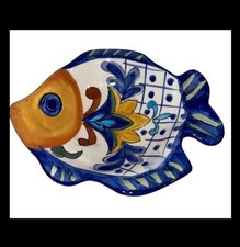 Maxcera fun Madrid Hand Painted Colorful Floral Fish Dish Decor  picture