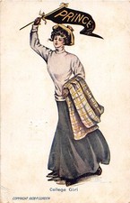 J53/ Interesting Postcard c1910 Princeton Pennant College Girl 100 picture