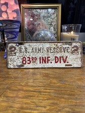 Vintage US Army Reserve 2 License Plate 82nd Infantry Division picture