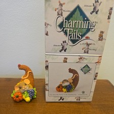 Enesco Charming Tails Figurine 2013 You Give Me Plenty To Be Thankful For Mouse picture