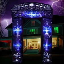 8 Ft Inflatable Halloween Arch Decoration - Blow up Gothic Cemetery Archway Outd picture