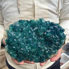 6.6LB  Natural cubic green fluorite crystal cluster rough mineral specimen picture