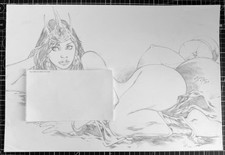 Signed Original Iago Maia Dejah Thoris Semi-Nude Pencil Commission 11X17 picture