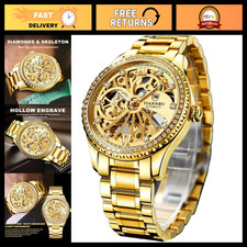 FORSINING Luxury Gold Automatic Mechanical Watch for Men - Skeleton Dial with Mo picture