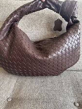 Woven Genuine Leather Brown Purse Bag Bottega Teen Jodie Dupe Chocolate NWT picture