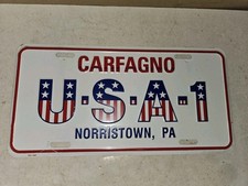Vintage 70s/80s U.S.A.-1 Carfagno,Norristown,Red,White,Blue Chevy License Plate picture