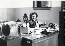 Found photo  Pretty attractive Young Woman Secretary at desk 1940s Snapshot picture
