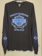 Vintage Harley Davidson  L/S Tee With Iconic Bar And Shield Emblem. Size 2X. picture